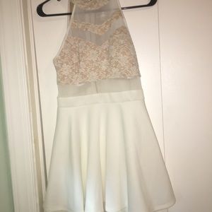 Layer Hem Skater Dress With Lace Detail